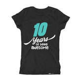 Load image into Gallery viewer, 10 years of being Awesome Kids, Girls Birthday Short Sleeve T-shirt