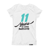 Load image into Gallery viewer, 11 years of being Awesome Kids, Girls, Teen Birthday Short Sleeve T-shirt FABVOKAB