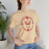 Load image into Gallery viewer, Butterfly and Flowers Unisex Jersey Short Sleeve Tee.