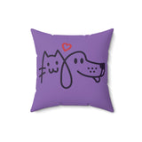 Load image into Gallery viewer, Cat Heart Dog Purple Spun Polyester Square Pillow.