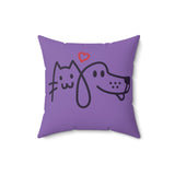 Load image into Gallery viewer, Cat Heart Dog Purple Spun Polyester Square Pillow