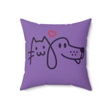 Load image into Gallery viewer, Cat Heart Dog Purple Spun Polyester Square Pillow