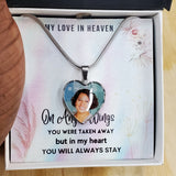 Load image into Gallery viewer, Angels Wings Heart Photo Memorial Necklace