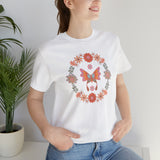 Load image into Gallery viewer, Butterfly and Flowers Unisex Jersey Short Sleeve Tee.