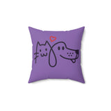 Load image into Gallery viewer, Cat Heart Dog Purple Spun Polyester Square Pillow.