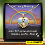 Load image into Gallery viewer, Angel Paws Pet Custom Photo Heart Memorial Necklace