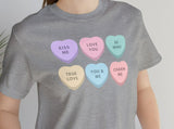 Load image into Gallery viewer, Candy Valentines Hearts Unisex Jersey Short Sleeve Tee.