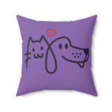 Load image into Gallery viewer, Cat Heart Dog Purple Spun Polyester Square Pillow.