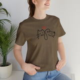 Load image into Gallery viewer, Cat Heart Dog Unisex Jersey Short Sleeve Tee.