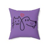 Load image into Gallery viewer, Cat Heart Dog Purple Spun Polyester Square Pillow.