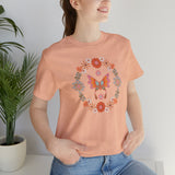 Load image into Gallery viewer, Butterfly and Flowers Unisex Jersey Short Sleeve Tee.