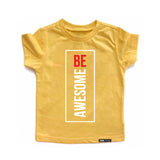 Load image into Gallery viewer, BE AWESOME Yellow Short Sleeve Kids, Girls, Boys, Unisex, Teen T-shirt