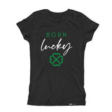 Load image into Gallery viewer, BORN LUCKY Short Sleeve Kids, Teen, Boys, Girls T-shirt