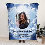 Load image into Gallery viewer, Always With You Blue Velveteen Minky Memorial Blanket