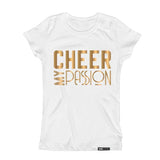 Load image into Gallery viewer, CHEER MY PASSION in Gold Foil Kids, Girls, Teens Short Sleeve T-shirt