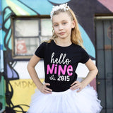 Load image into Gallery viewer, &quot;Hello Nine&quot; Kids Birthday Short Sleeve T-shirt - Est. 2015