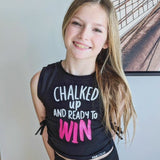 Load image into Gallery viewer, Chalked Up and Ready to WIN Girls Crop Top: Style and Performance for Young Gymnasts