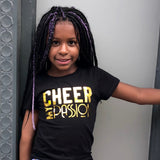 Load image into Gallery viewer, CHEER MY PASSION in Gold Foil Kids, Girls, Teens Short Sleeve T-shirt