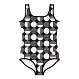 Load image into Gallery viewer, Black and White Kids Little Girls Swimsuit FABVOKAB