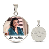 Load image into Gallery viewer, Circle Custom Text and Photo Memorial Necklace