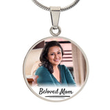 Load image into Gallery viewer, Circle Custom Text and Photo Memorial Necklace