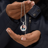 Load image into Gallery viewer, Circle Custom Text and Photo Memorial Necklace