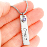 Load image into Gallery viewer, Birthstone Name Vertical Memorial Necklace