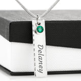 Load image into Gallery viewer, Birthstone Name Vertical Memorial Necklace