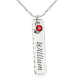 Load image into Gallery viewer, Birthstone Name Vertical Memorial Necklace