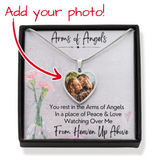 Load image into Gallery viewer, Arms of Angels Heart Photo Memorial Necklace - Resting Angels