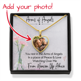 Load image into Gallery viewer, Arms of Angels Heart Photo Memorial Necklace - Resting Angels