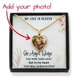 Load image into Gallery viewer, Angels Wings Heart Photo Memorial Necklace - Resting Angels