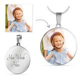 Load image into Gallery viewer, Circle Photo Engraved Memorial Necklace - Resting Angels