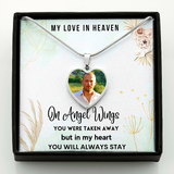 Load image into Gallery viewer, Angels Wings Heart Photo Memorial Necklace