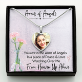 Load image into Gallery viewer, Arms of Angels Heart Photo Memorial Necklace